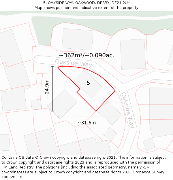 5, OAKSIDE WAY, OAKWOOD, DERBY, DE21 2UH: Plot and title map