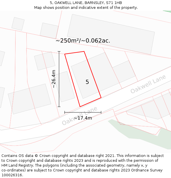 5, OAKWELL LANE, BARNSLEY, S71 1HB: Plot and title map