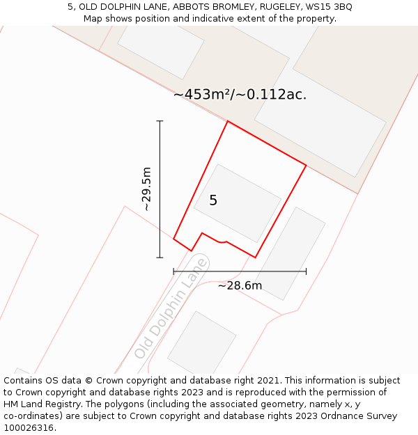 5, OLD DOLPHIN LANE, ABBOTS BROMLEY, RUGELEY, WS15 3BQ: Plot and title map