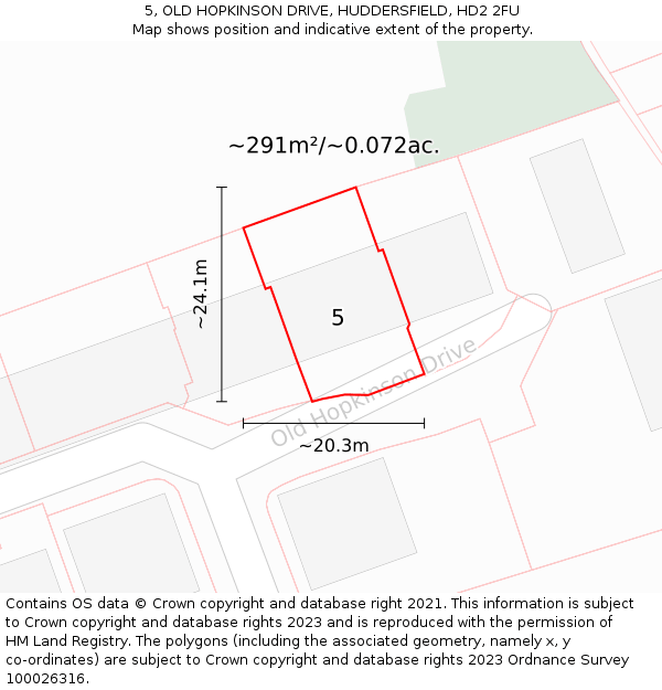 5, OLD HOPKINSON DRIVE, HUDDERSFIELD, HD2 2FU: Plot and title map