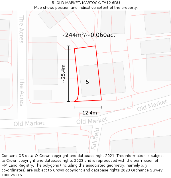 5, OLD MARKET, MARTOCK, TA12 6DU: Plot and title map