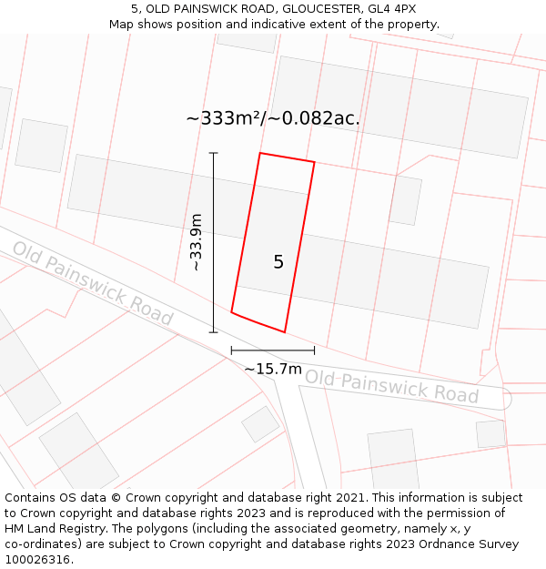 5, OLD PAINSWICK ROAD, GLOUCESTER, GL4 4PX: Plot and title map