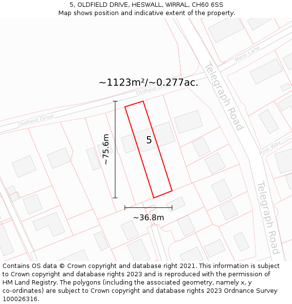 5, OLDFIELD DRIVE, HESWALL, WIRRAL, CH60 6SS: Plot and title map