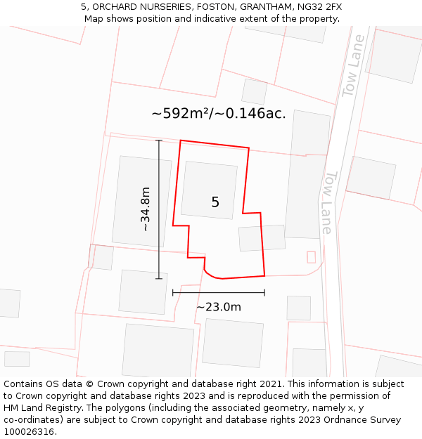 5, ORCHARD NURSERIES, FOSTON, GRANTHAM, NG32 2FX: Plot and title map