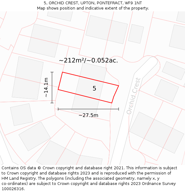 5, ORCHID CREST, UPTON, PONTEFRACT, WF9 1NT: Plot and title map