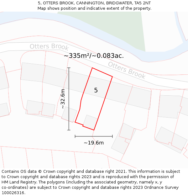 5, OTTERS BROOK, CANNINGTON, BRIDGWATER, TA5 2NT: Plot and title map
