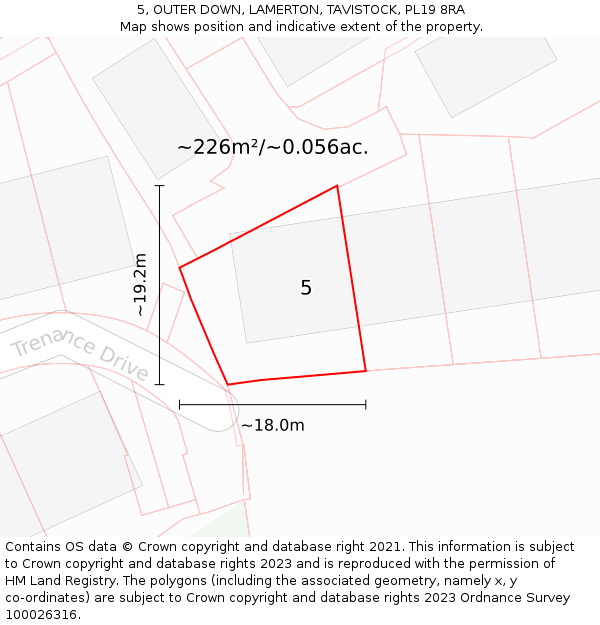 5, OUTER DOWN, LAMERTON, TAVISTOCK, PL19 8RA: Plot and title map