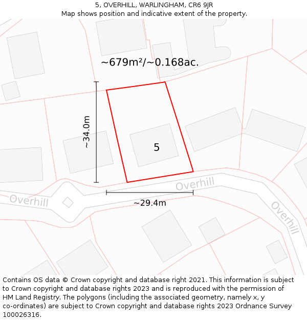 5, OVERHILL, WARLINGHAM, CR6 9JR: Plot and title map