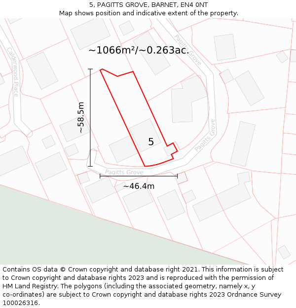 5, PAGITTS GROVE, BARNET, EN4 0NT: Plot and title map