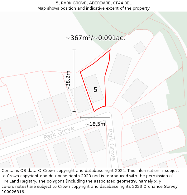 5, PARK GROVE, ABERDARE, CF44 8EL: Plot and title map