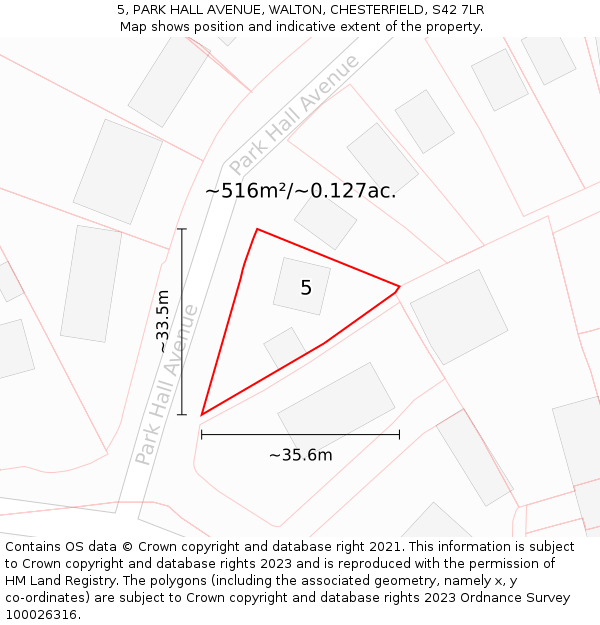 5, PARK HALL AVENUE, WALTON, CHESTERFIELD, S42 7LR: Plot and title map