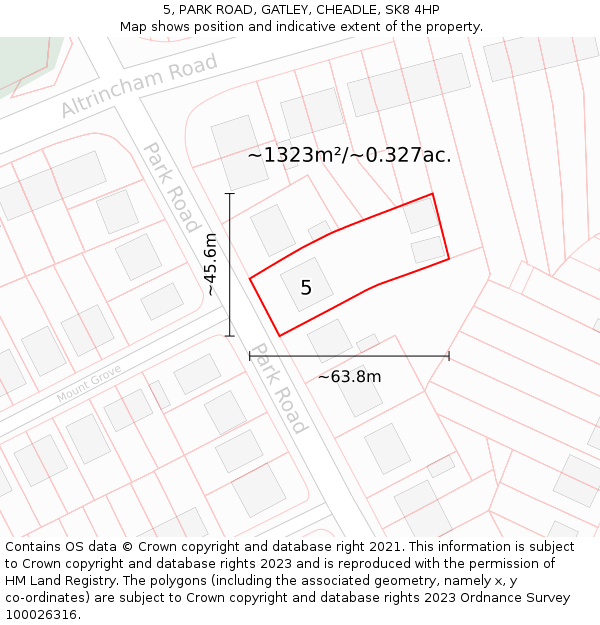 5, PARK ROAD, GATLEY, CHEADLE, SK8 4HP: Plot and title map