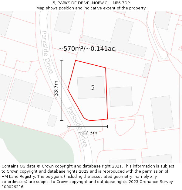 5, PARKSIDE DRIVE, NORWICH, NR6 7DP: Plot and title map