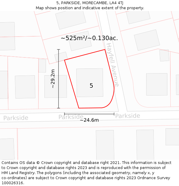 5, PARKSIDE, MORECAMBE, LA4 4TJ: Plot and title map