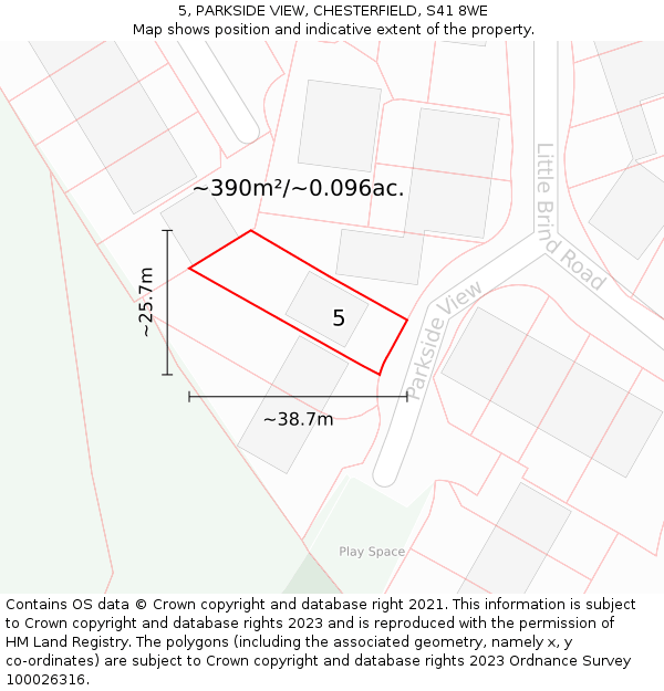 5, PARKSIDE VIEW, CHESTERFIELD, S41 8WE: Plot and title map