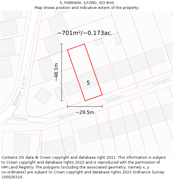 5, PARKWAY, ILFORD, IG3 9HS: Plot and title map