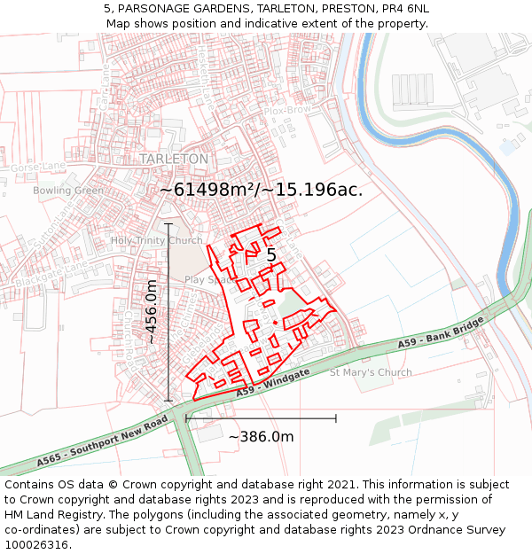 5, PARSONAGE GARDENS, TARLETON, PRESTON, PR4 6NL: Plot and title map