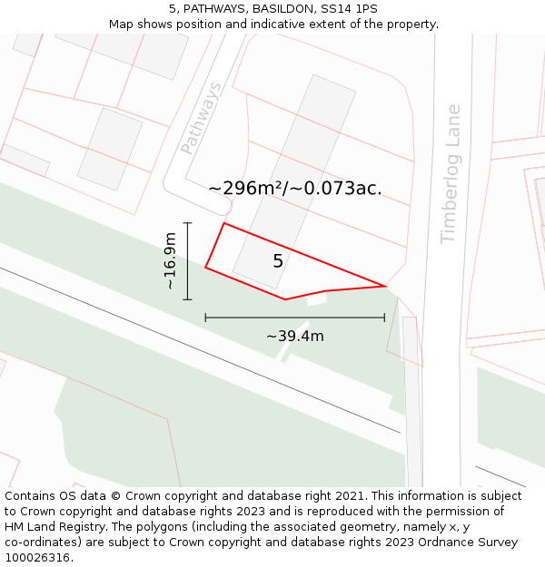 5, PATHWAYS, BASILDON, SS14 1PS: Plot and title map