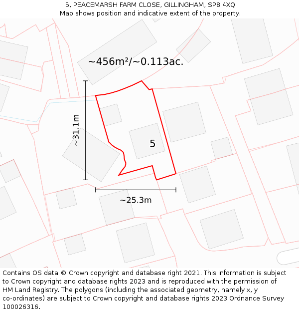 5, PEACEMARSH FARM CLOSE, GILLINGHAM, SP8 4XQ: Plot and title map