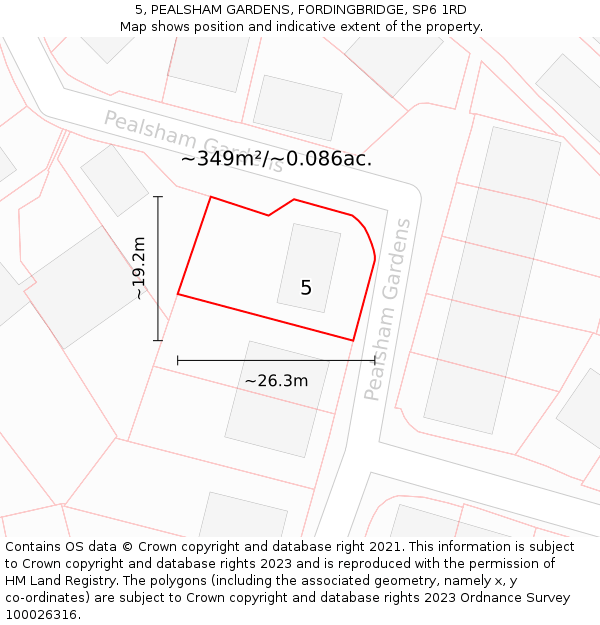 5, PEALSHAM GARDENS, FORDINGBRIDGE, SP6 1RD: Plot and title map