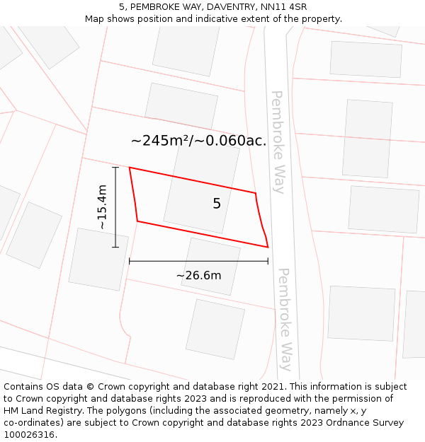 5, PEMBROKE WAY, DAVENTRY, NN11 4SR: Plot and title map
