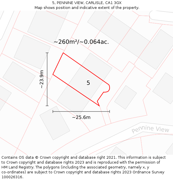 5, PENNINE VIEW, CARLISLE, CA1 3GX: Plot and title map