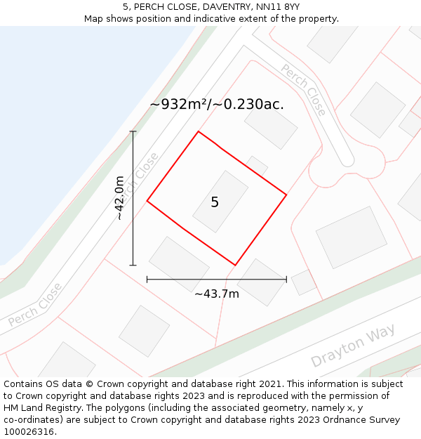 5, PERCH CLOSE, DAVENTRY, NN11 8YY: Plot and title map