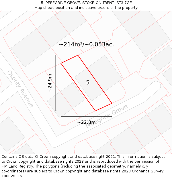 5, PEREGRINE GROVE, STOKE-ON-TRENT, ST3 7GE: Plot and title map