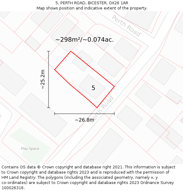 5, PERTH ROAD, BICESTER, OX26 1AR: Plot and title map