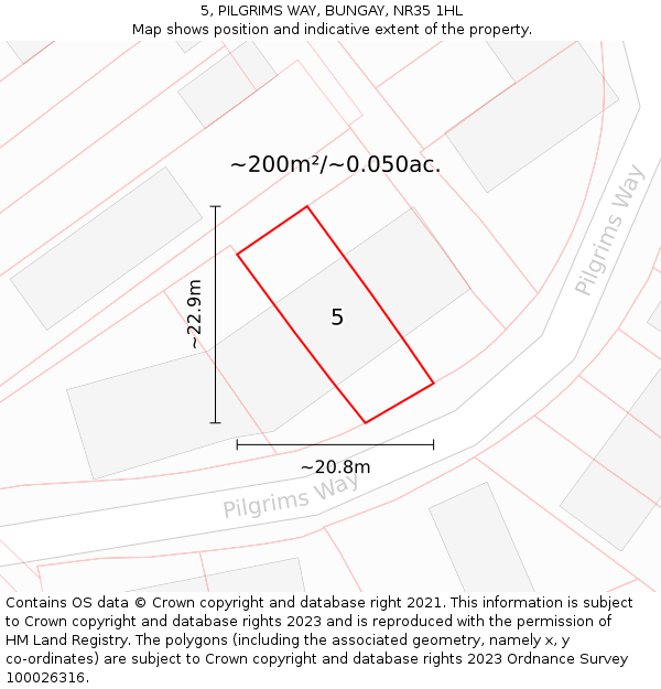 5, PILGRIMS WAY, BUNGAY, NR35 1HL: Plot and title map