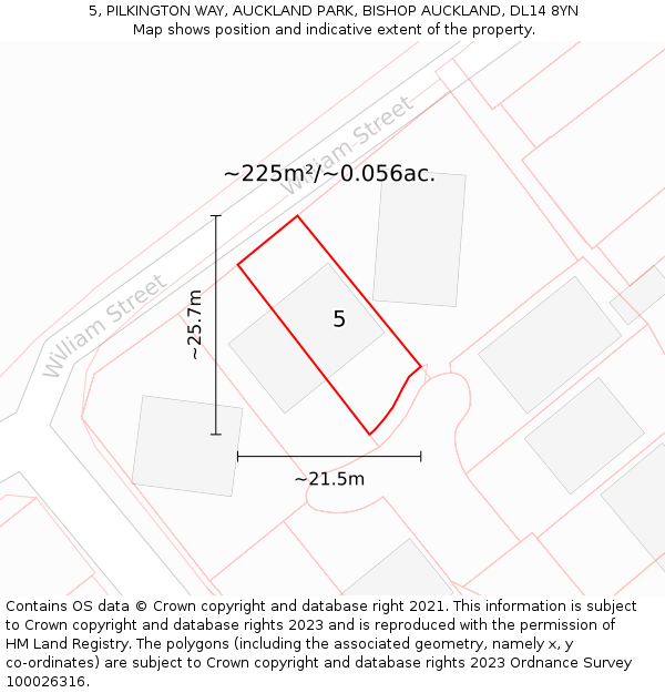 5, PILKINGTON WAY, AUCKLAND PARK, BISHOP AUCKLAND, DL14 8YN: Plot and title map