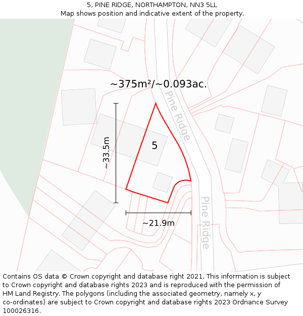 5, PINE RIDGE, NORTHAMPTON, NN3 5LL: Plot and title map