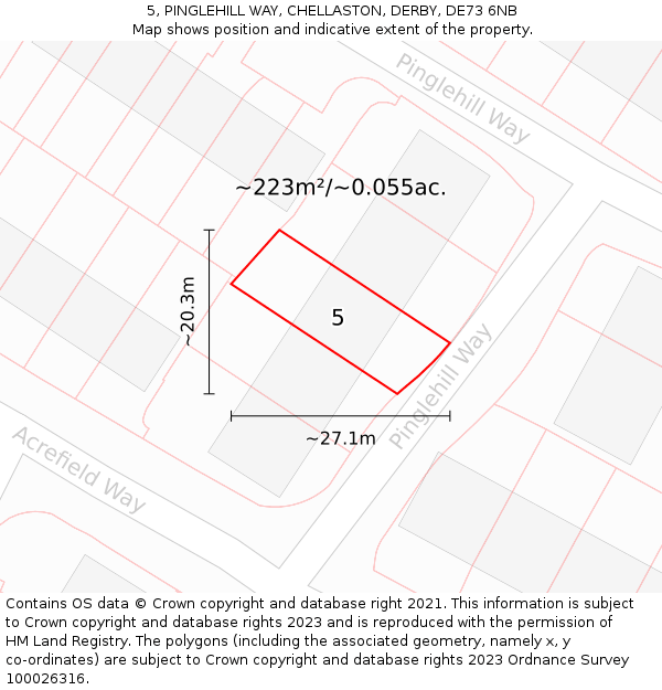 5, PINGLEHILL WAY, CHELLASTON, DERBY, DE73 6NB: Plot and title map