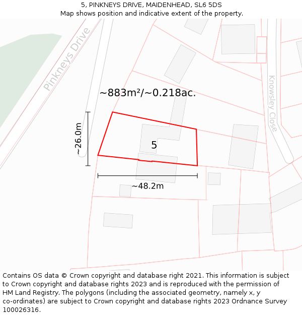 5, PINKNEYS DRIVE, MAIDENHEAD, SL6 5DS: Plot and title map