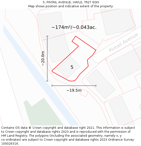 5, PINTAIL AVENUE, HAYLE, TR27 6GN: Plot and title map