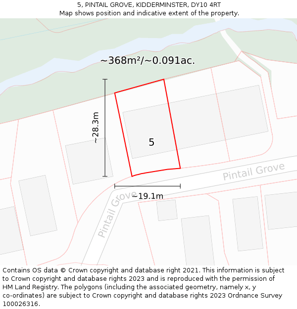 5, PINTAIL GROVE, KIDDERMINSTER, DY10 4RT: Plot and title map