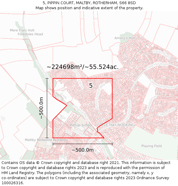 5, PIPPIN COURT, MALTBY, ROTHERHAM, S66 8SD: Plot and title map