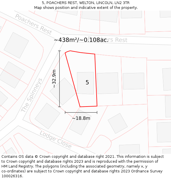 5, POACHERS REST, WELTON, LINCOLN, LN2 3TR: Plot and title map