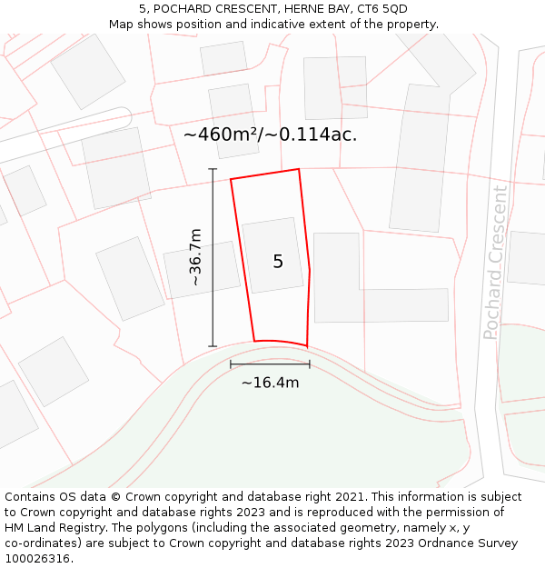 5, POCHARD CRESCENT, HERNE BAY, CT6 5QD: Plot and title map