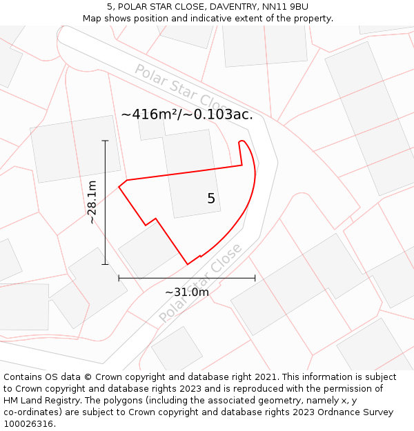 5, POLAR STAR CLOSE, DAVENTRY, NN11 9BU: Plot and title map