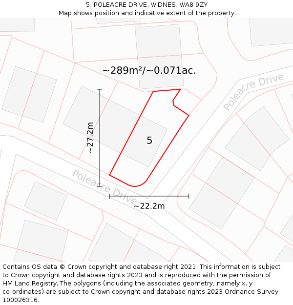 5, POLEACRE DRIVE, WIDNES, WA8 9ZY: Plot and title map