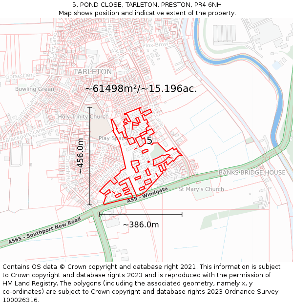 5, POND CLOSE, TARLETON, PRESTON, PR4 6NH: Plot and title map
