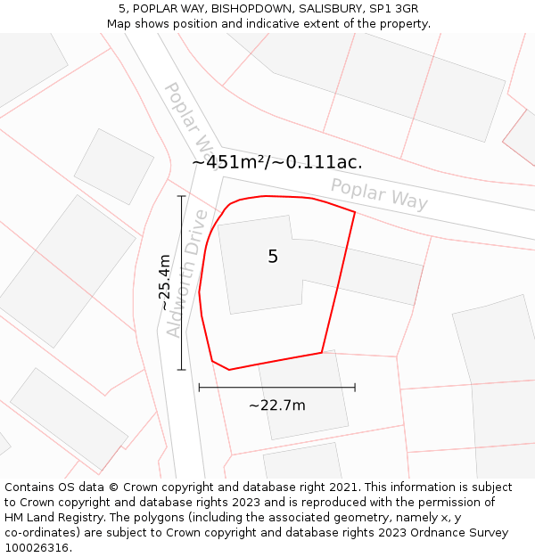 5, POPLAR WAY, BISHOPDOWN, SALISBURY, SP1 3GR: Plot and title map
