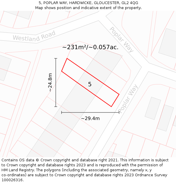5, POPLAR WAY, HARDWICKE, GLOUCESTER, GL2 4QG: Plot and title map