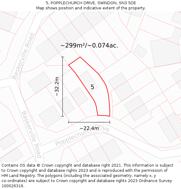 5, POPPLECHURCH DRIVE, SWINDON, SN3 5DE: Plot and title map