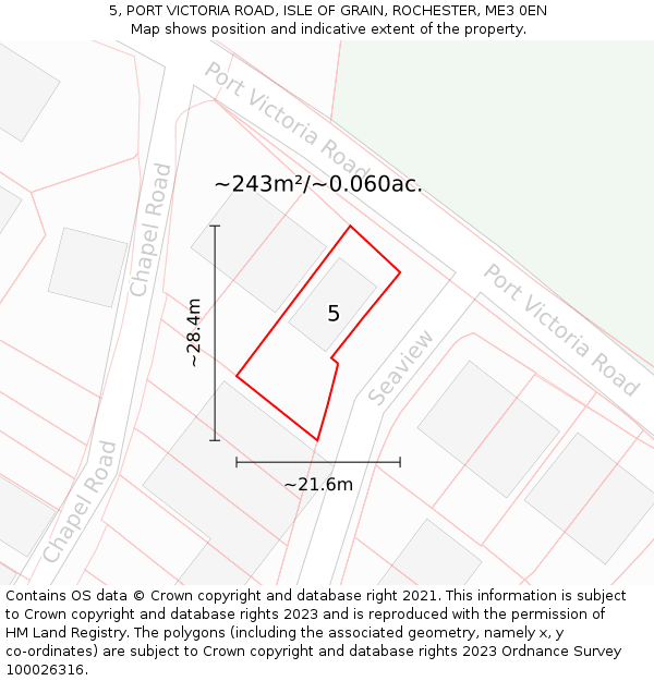 5, PORT VICTORIA ROAD, ISLE OF GRAIN, ROCHESTER, ME3 0EN: Plot and title map