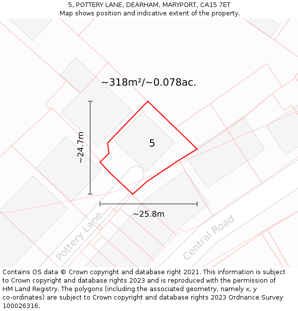 5, POTTERY LANE, DEARHAM, MARYPORT, CA15 7ET: Plot and title map