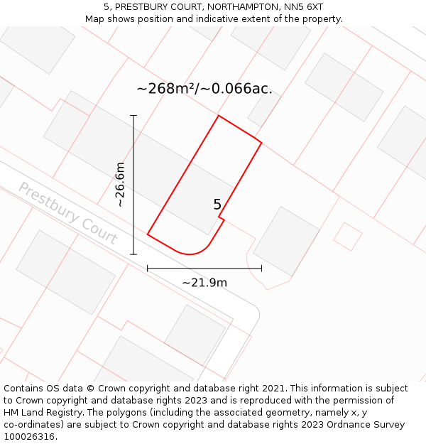 5, PRESTBURY COURT, NORTHAMPTON, NN5 6XT: Plot and title map