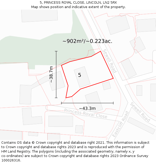 5, PRINCESS ROYAL CLOSE, LINCOLN, LN2 5RX: Plot and title map