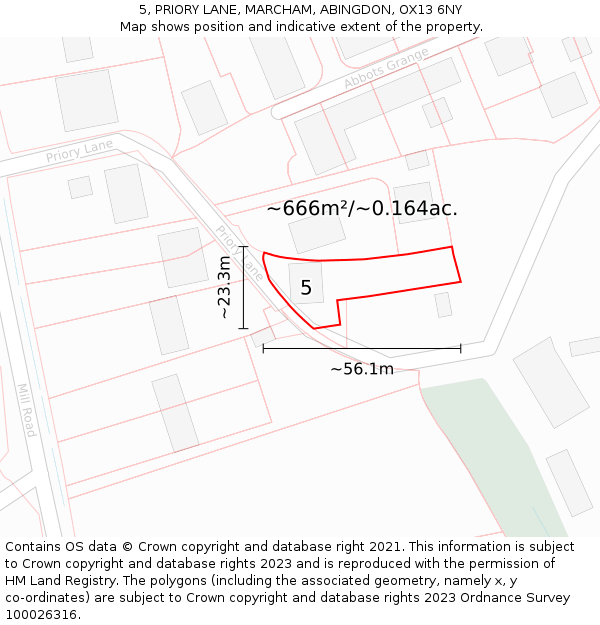 5, PRIORY LANE, MARCHAM, ABINGDON, OX13 6NY: Plot and title map